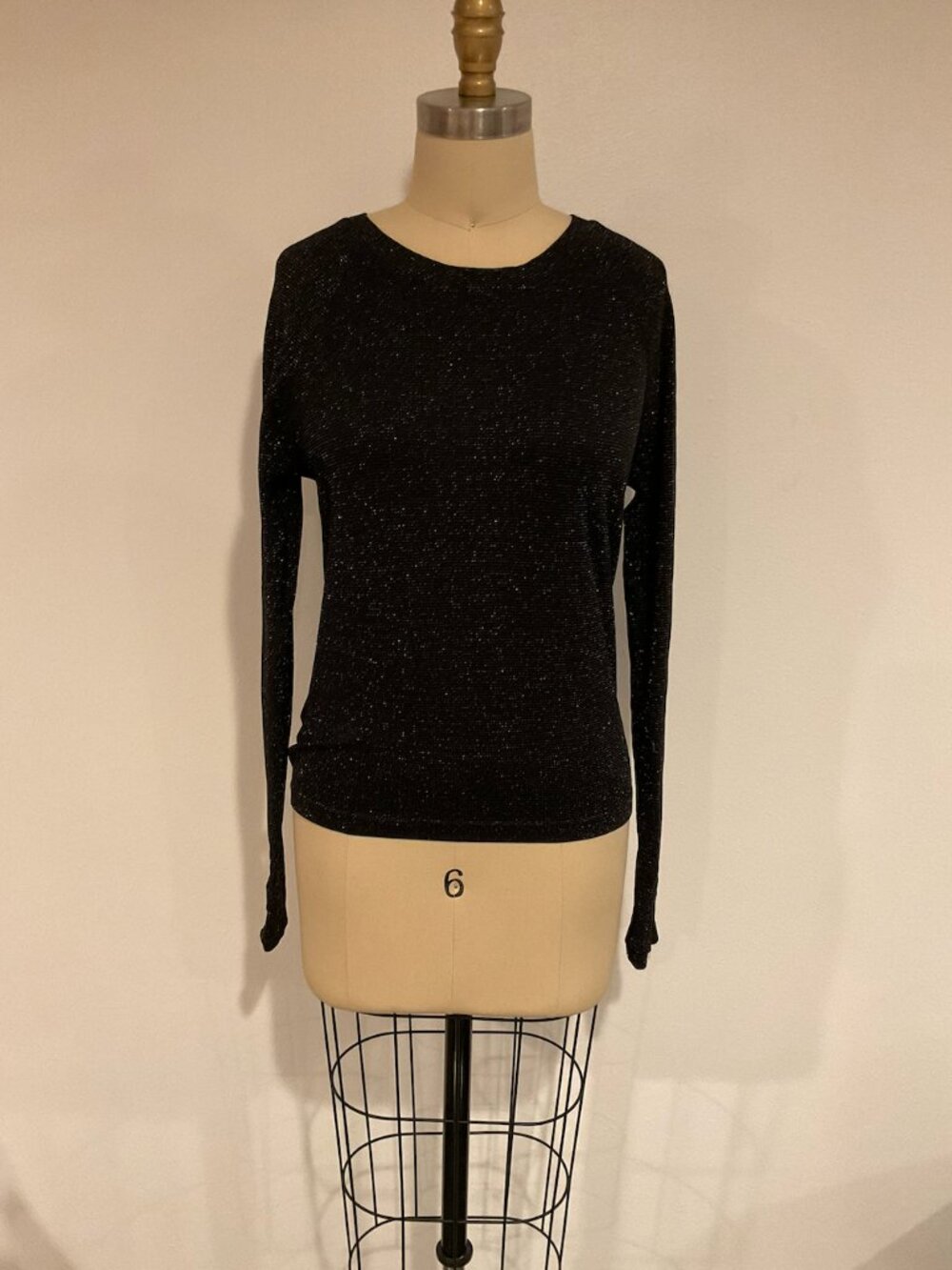 Athleta Black Metallic Shimmer Long Sleeve Top Size S